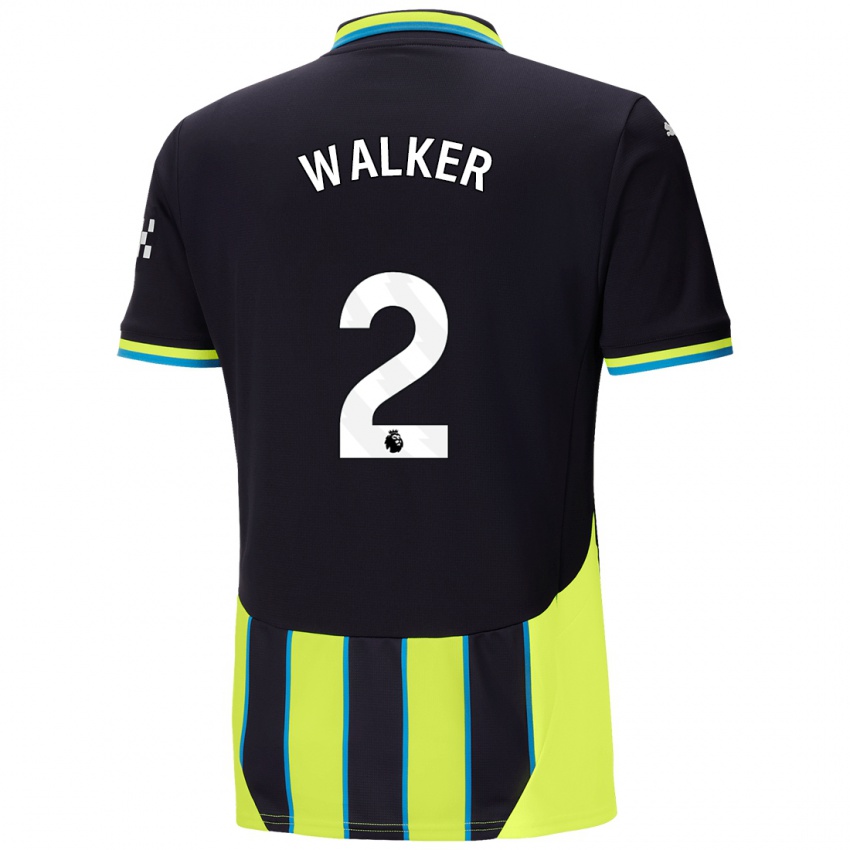 Herren Kyle Walker #2 Blaugelb Auswärtstrikot Trikot 2024/25 T-Shirt Belgien