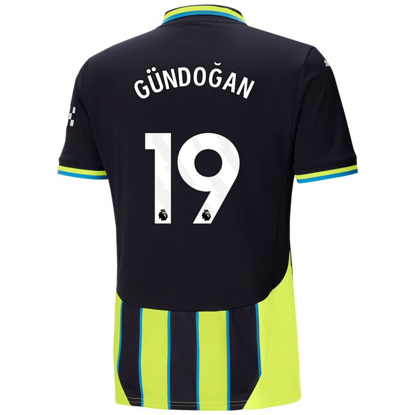 Herren Ilkay Gundogan #19 Blaugelb Auswärtstrikot Trikot 2024/25 T-Shirt Belgien