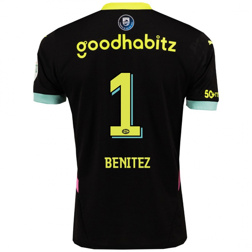 Homme Maillot Walter Benitez #1 Noir Jaune Tenues Extérieur 2024/25 T-Shirt Belgique