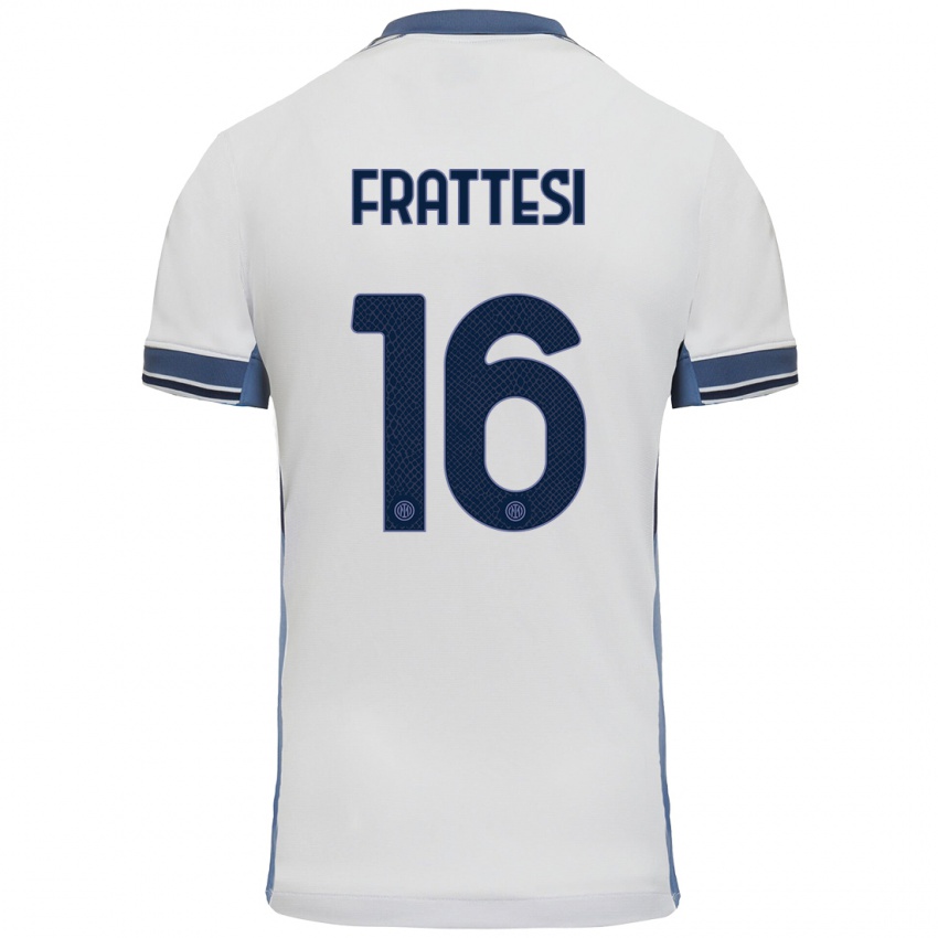 Heren Davide Frattesi #16 Wit Grijs Uitshirt Uittenue 2024/25 T-Shirt België