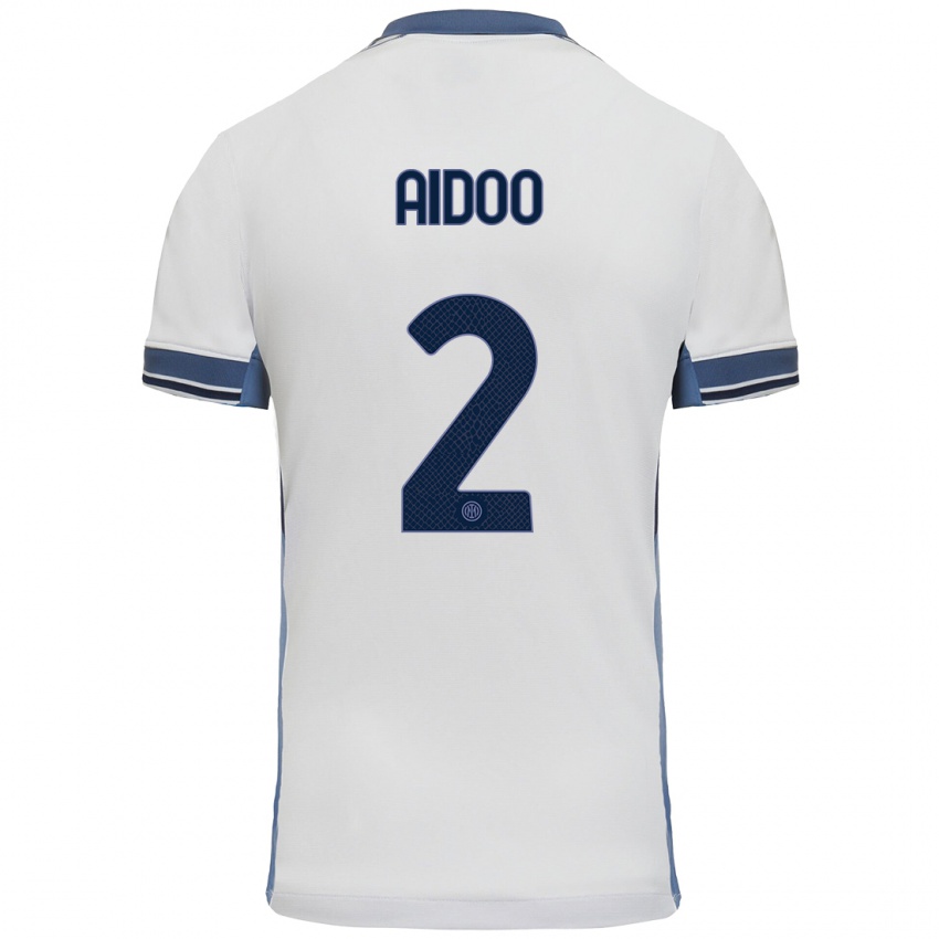 Heren Mike Aidoo #2 Wit Grijs Uitshirt Uittenue 2024/25 T-Shirt België