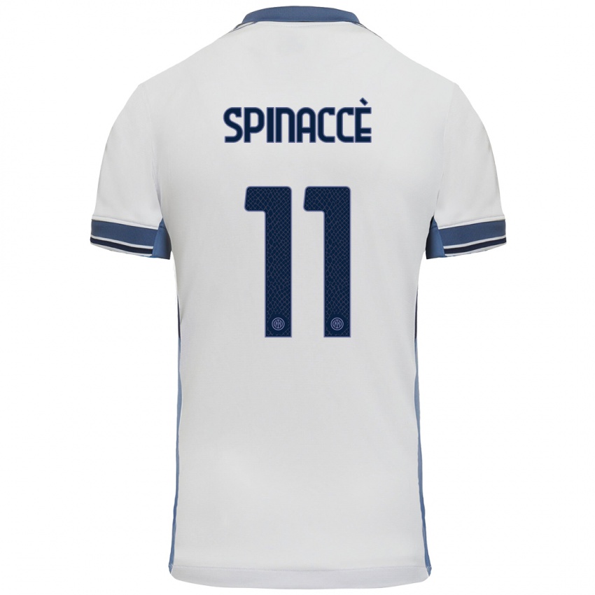 Heren Matteo Spinaccè #11 Wit Grijs Uitshirt Uittenue 2024/25 T-Shirt België