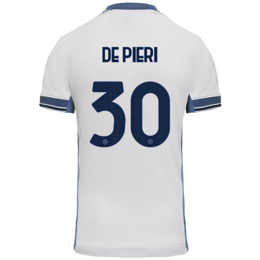 Heren Giacomo De Pieri #30 Wit Grijs Uitshirt Uittenue 2024/25 T-Shirt België