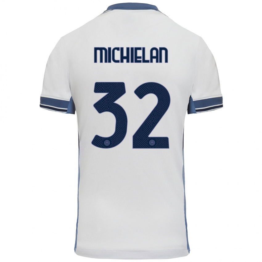 Heren Mattia Michielan #32 Wit Grijs Uitshirt Uittenue 2024/25 T-Shirt België