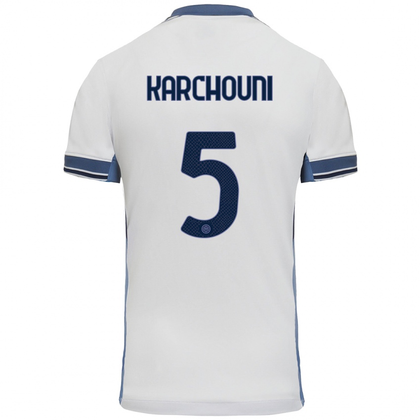 Heren Ghoutia Karchouni #5 Wit Grijs Uitshirt Uittenue 2024/25 T-Shirt België