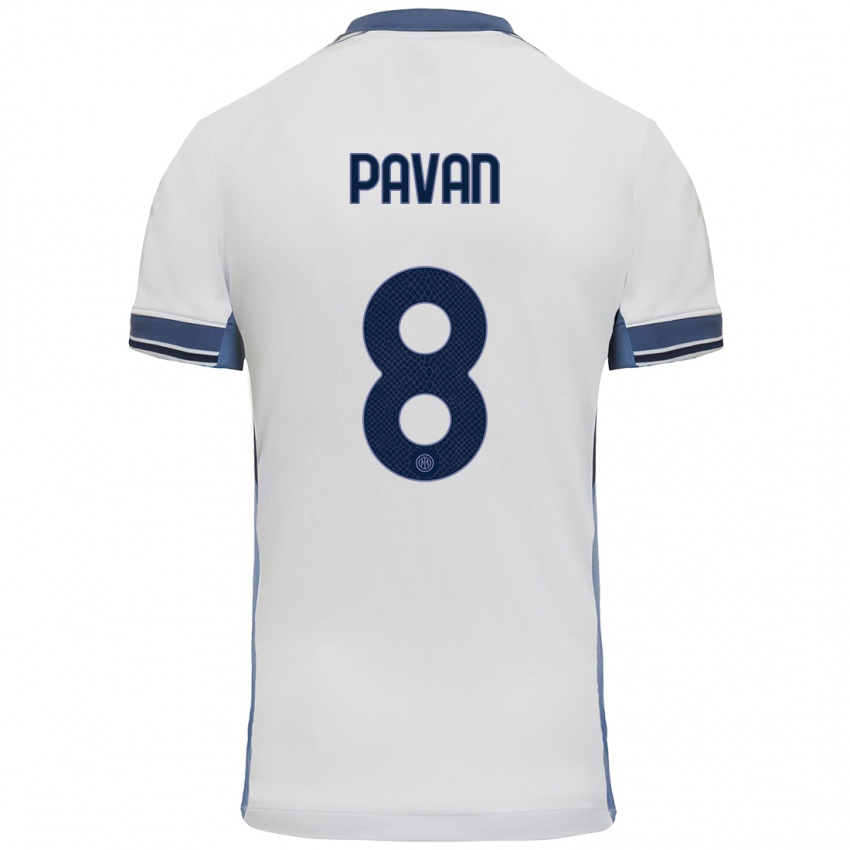 Heren Matilde Pavan #8 Wit Grijs Uitshirt Uittenue 2024/25 T-Shirt België