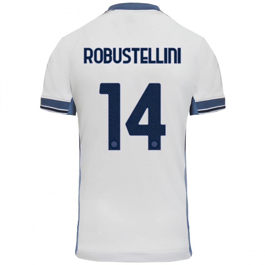 Heren Chiara Robustellini #14 Wit Grijs Uitshirt Uittenue 2024/25 T-Shirt België