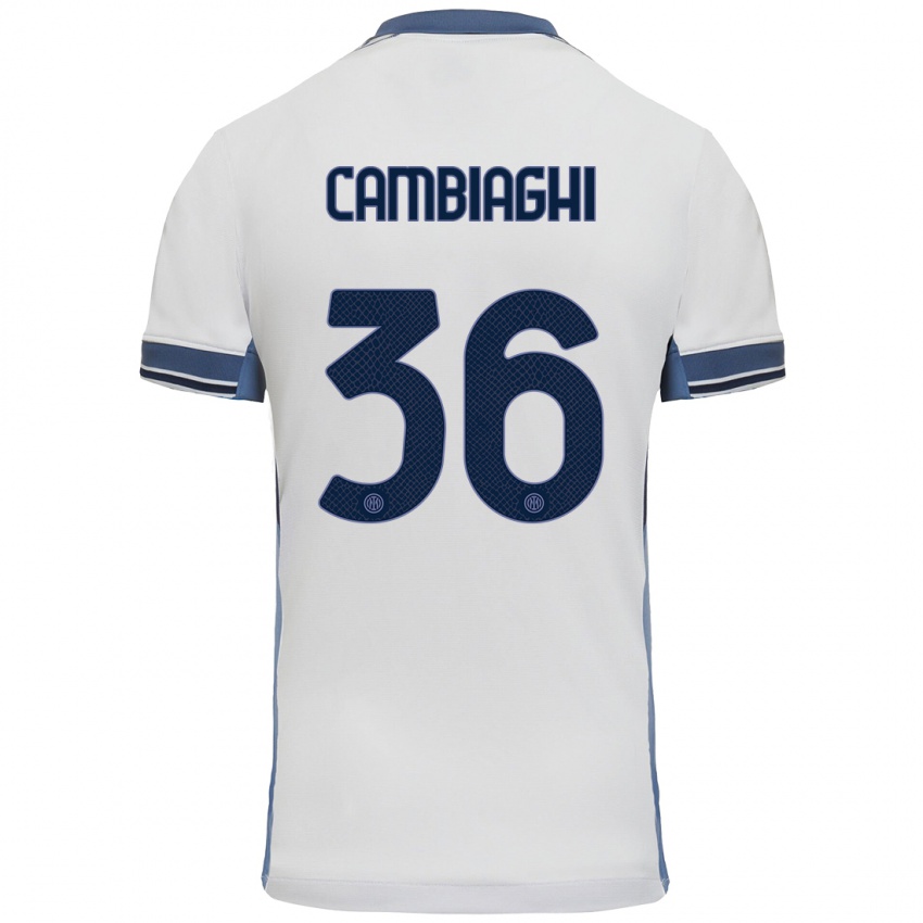 Heren Michela Cambiaghi #36 Wit Grijs Uitshirt Uittenue 2024/25 T-Shirt België