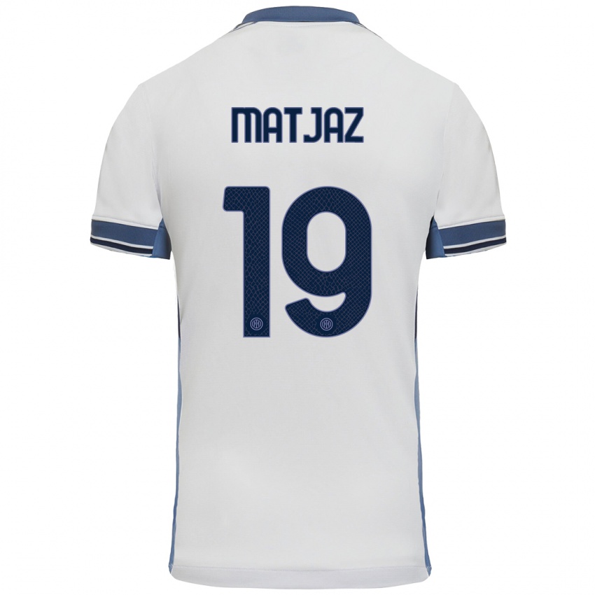 Heren Samo Matjaz #19 Wit Grijs Uitshirt Uittenue 2024/25 T-Shirt België