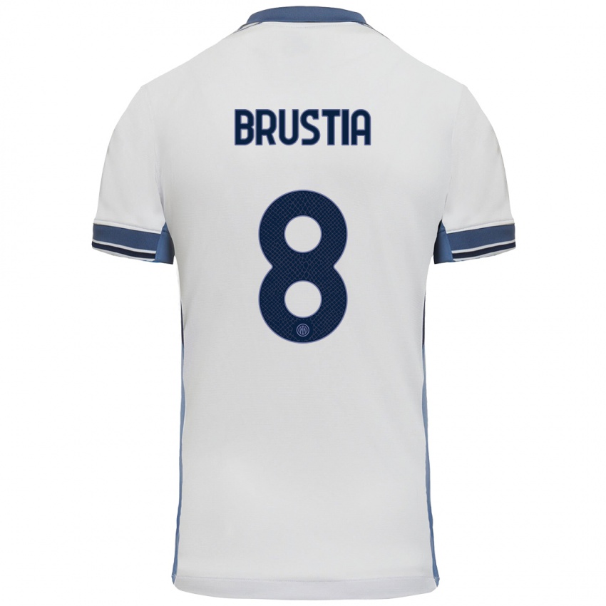 Heren Martina Brustia #8 Wit Grijs Uitshirt Uittenue 2024/25 T-Shirt België