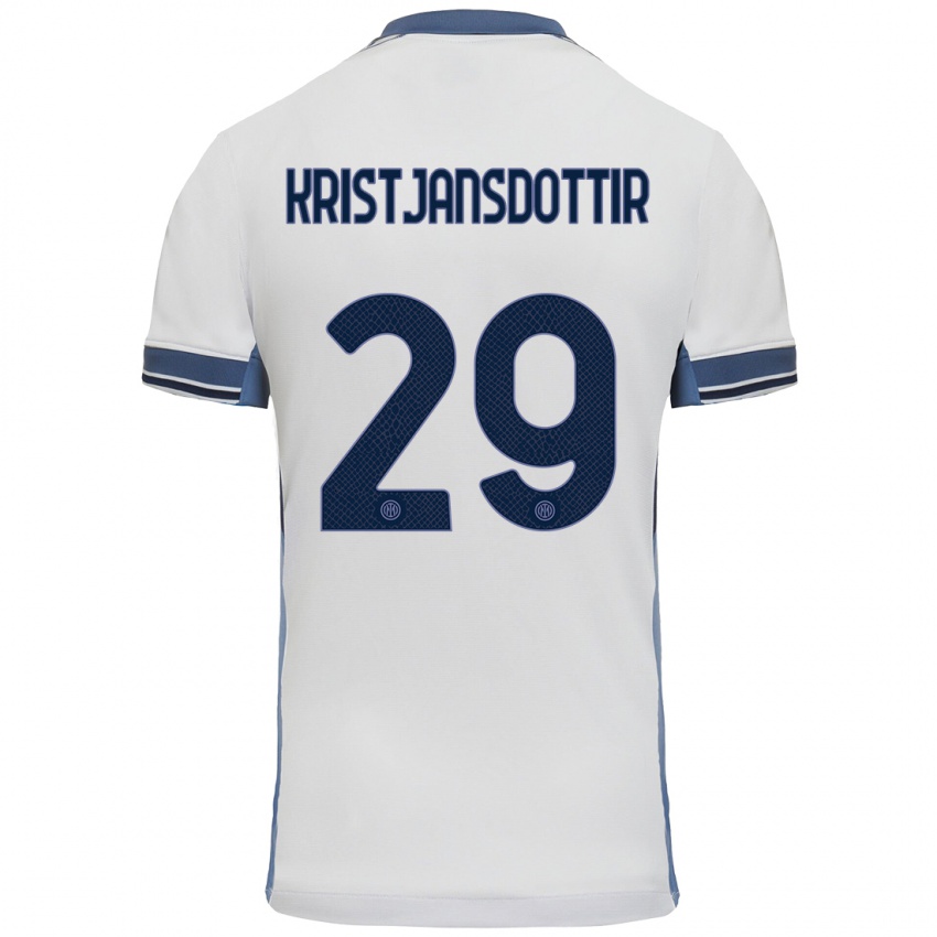 Heren Anna Bjork Kristjansdottir #29 Wit Grijs Uitshirt Uittenue 2024/25 T-Shirt België