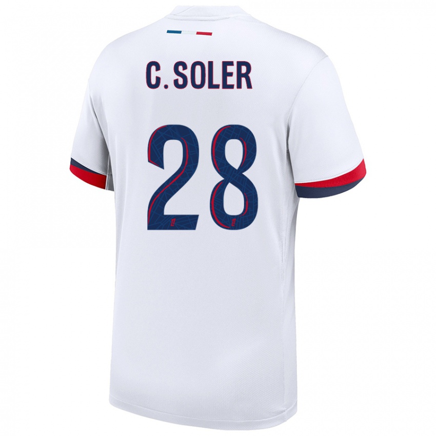 Herren Carlos Soler #28 Weiß Blau Rot Auswärtstrikot Trikot 2024/25 T-Shirt Belgien