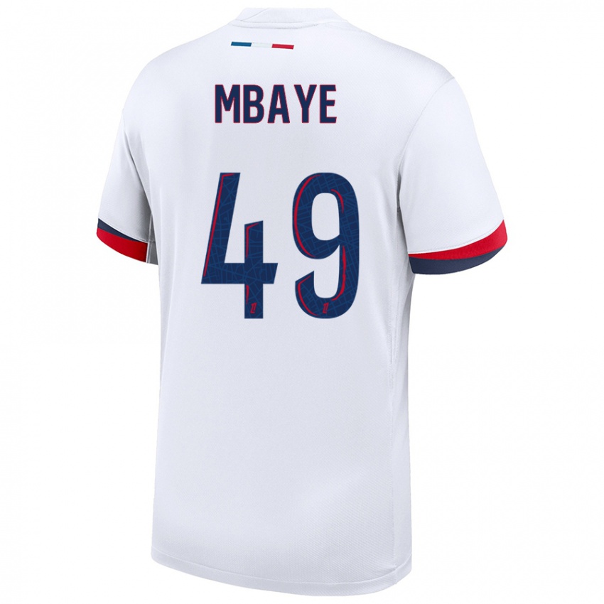 Herren Ibrahim Mbaye #49 Weiß Blau Rot Auswärtstrikot Trikot 2024/25 T-Shirt Belgien