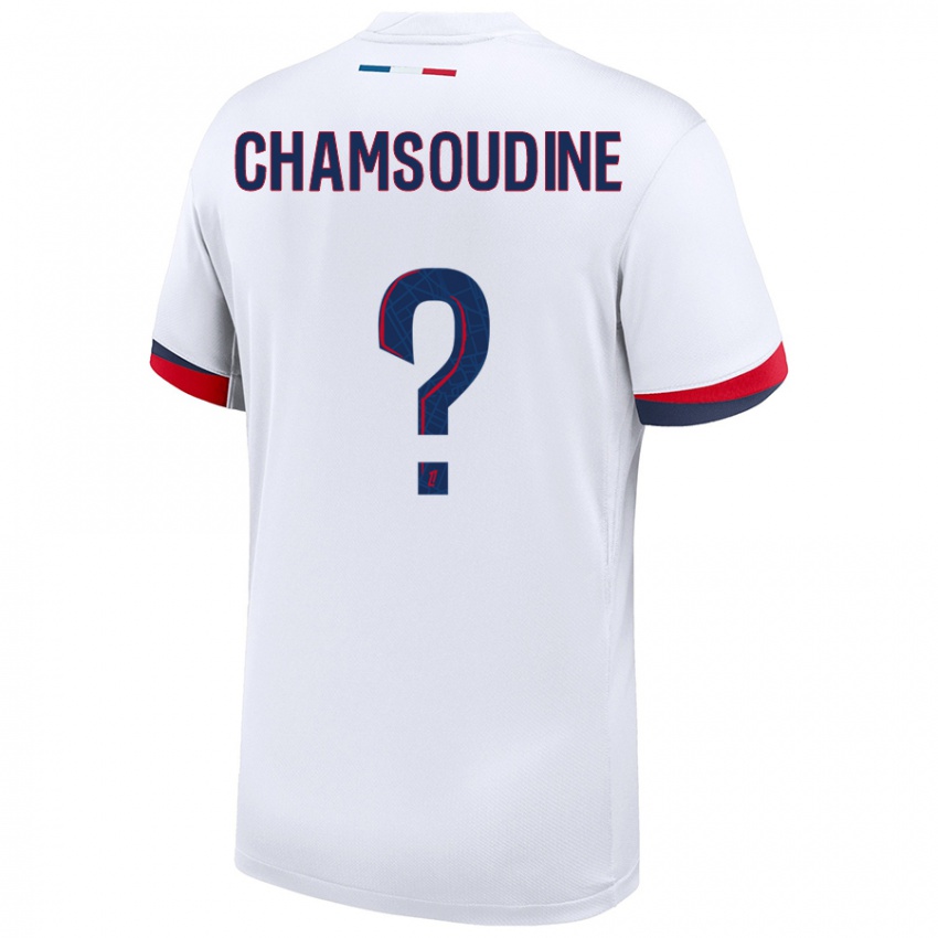 Homme Maillot Hanna'a Chamsoudine #0 Blanc Bleu Rouge Tenues Extérieur 2024/25 T-Shirt Belgique