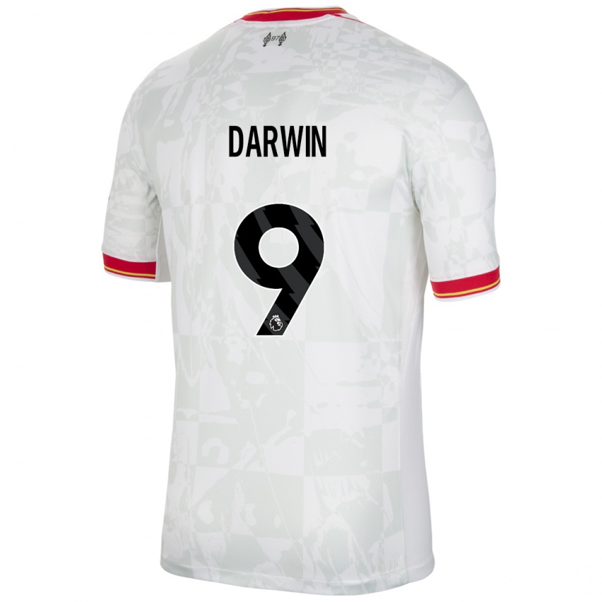 Homme Maillot Darwin Nunez #9 Blanc Rouge Noir Troisieme 2024/25 T-Shirt Belgique