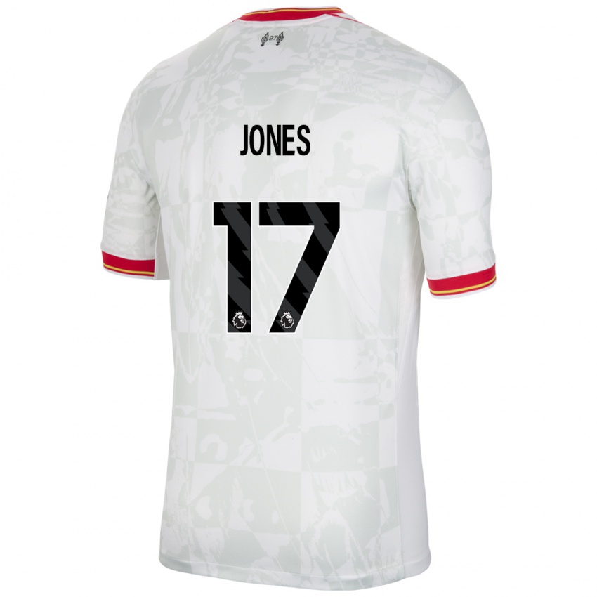 Homme Maillot Curtis Jones #17 Blanc Rouge Noir Troisieme 2024/25 T-Shirt Belgique