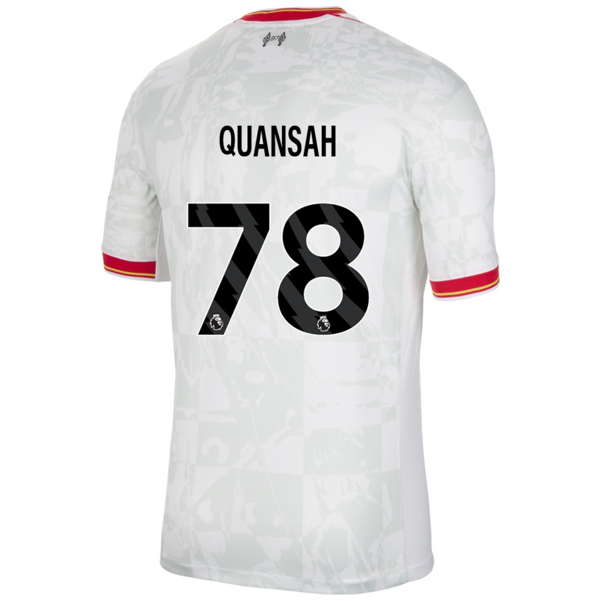 Homme Maillot Jarell Quansah #78 Blanc Rouge Noir Troisieme 2024/25 T-Shirt Belgique