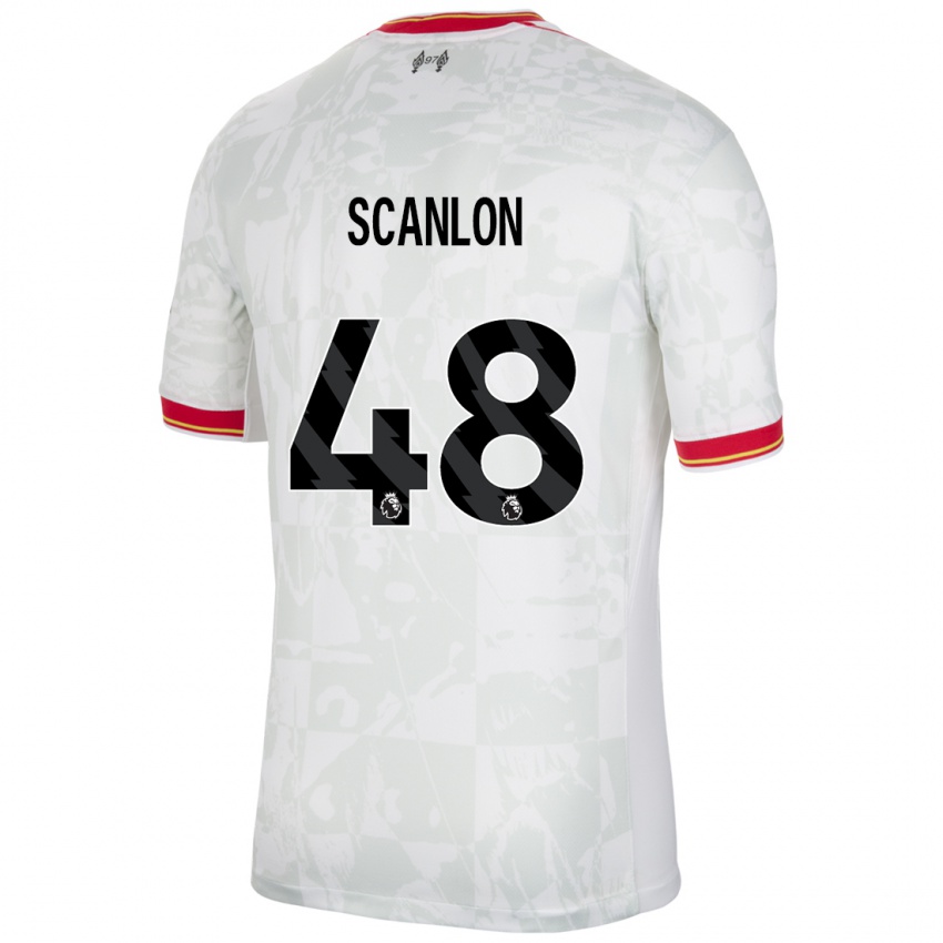 Homme Maillot Calum Scanlon #48 Blanc Rouge Noir Troisieme 2024/25 T-Shirt Belgique