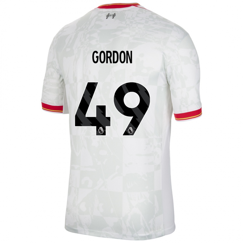 Homme Maillot Kaide Gordon #49 Blanc Rouge Noir Troisieme 2024/25 T-Shirt Belgique