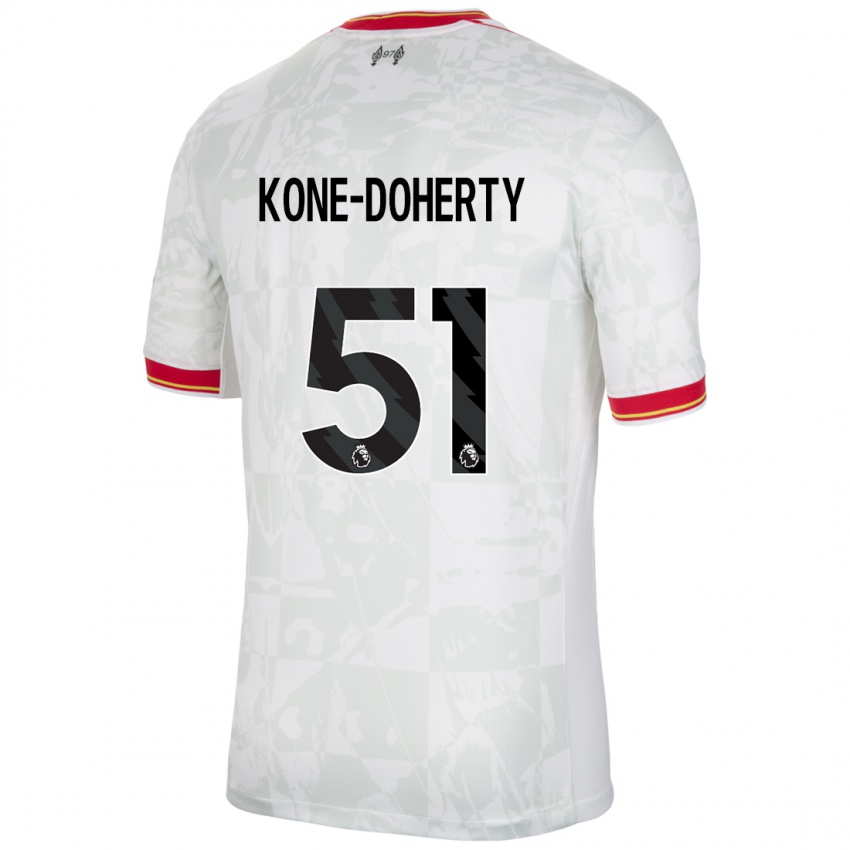 Homme Maillot Trent Kone-Doherty #51 Blanc Rouge Noir Troisieme 2024/25 T-Shirt Belgique