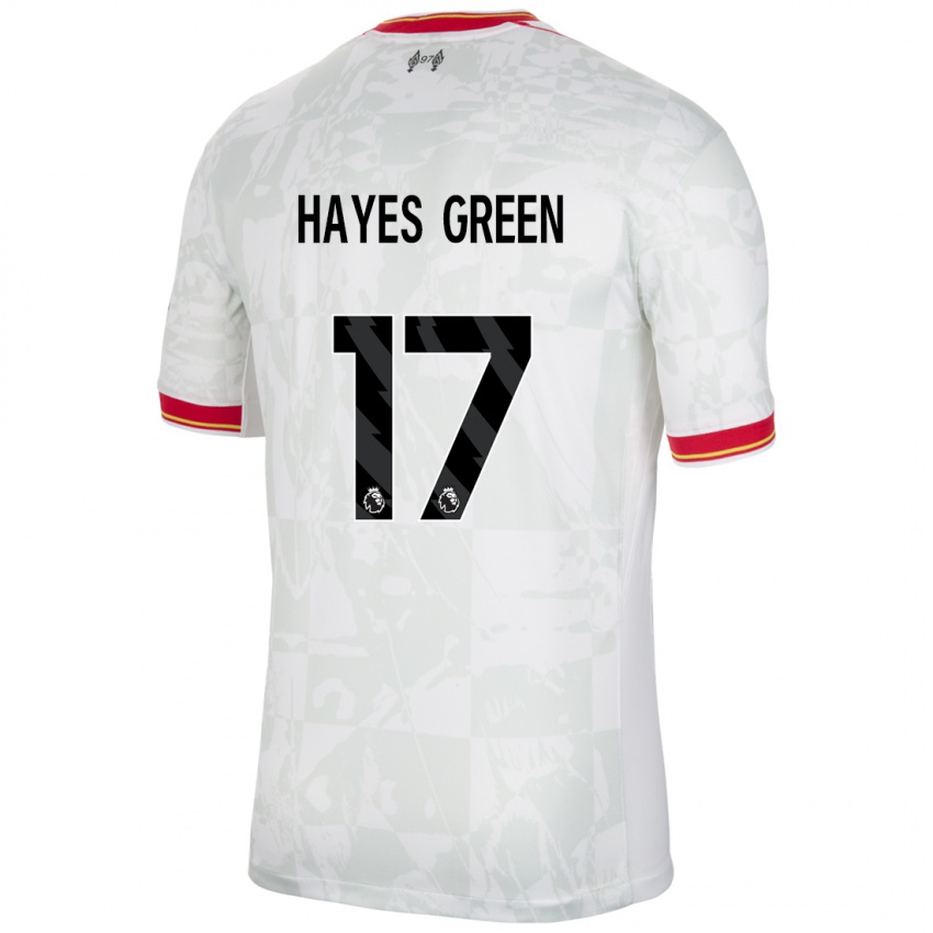 Homme Maillot Charlie Hayes-Green #17 Blanc Rouge Noir Troisieme 2024/25 T-Shirt Belgique