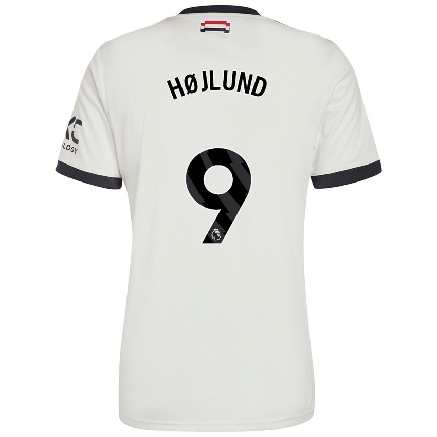 Homme Maillot Rasmus Højlund #9 Blanc Cassé Troisieme 2024/25 T-Shirt Belgique