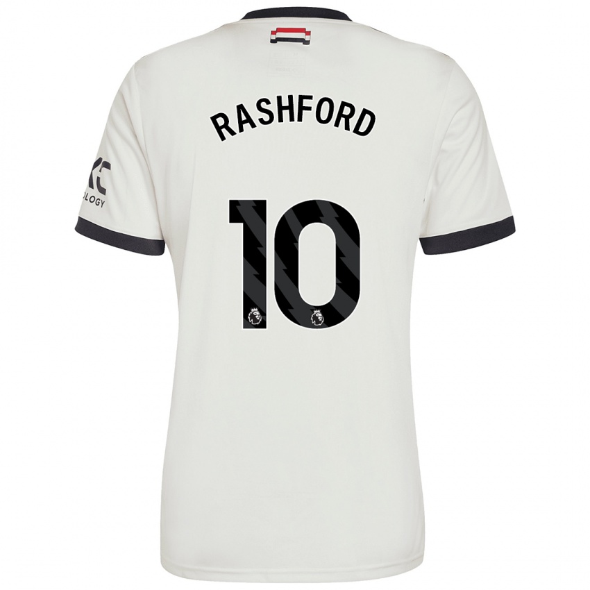 Homme Maillot Marcus Rashford #10 Blanc Cassé Troisieme 2024/25 T-Shirt Belgique