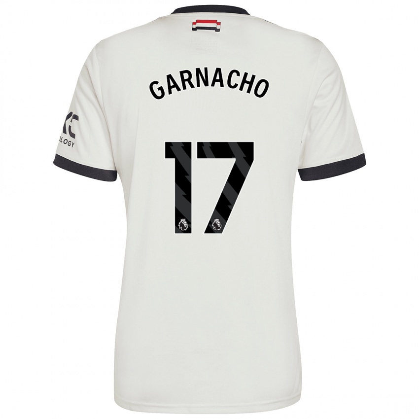 Homme Maillot Alejandro Garnacho #17 Blanc Cassé Troisieme 2024/25 T-Shirt Belgique