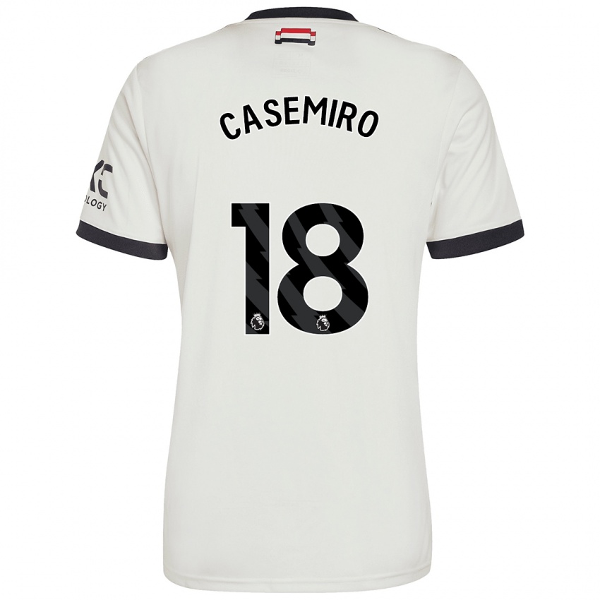 Homme Maillot Casemiro #18 Blanc Cassé Troisieme 2024/25 T-Shirt Belgique