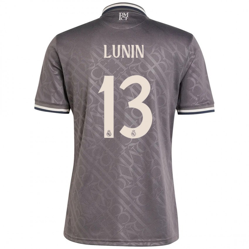 Heren Andriy Lunin #13 Houtskool Thuisshirt Derde Tenue 2024/25 T-Shirt België