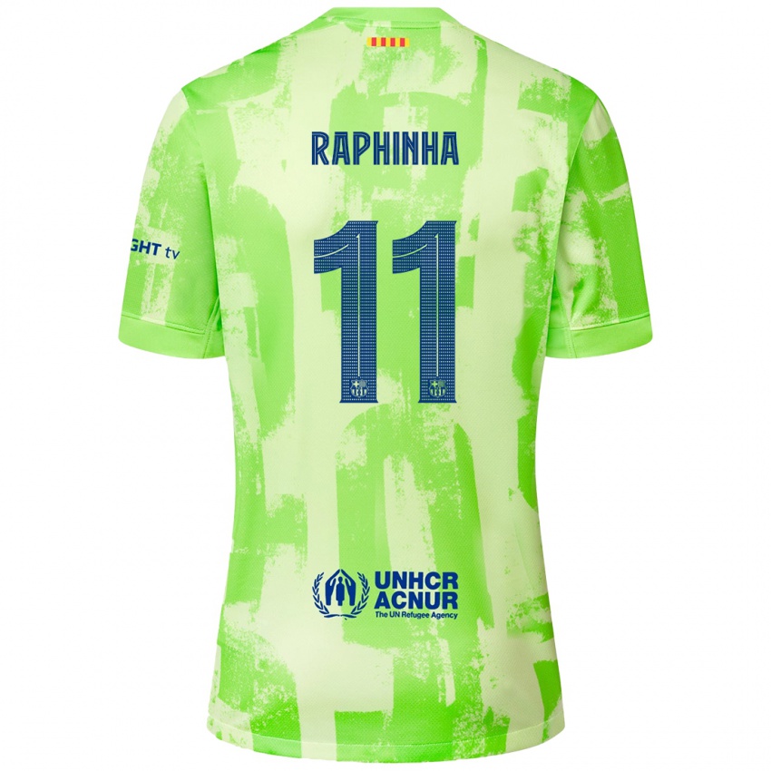 Homme Maillot Raphinha #11 Citron Vert Troisieme 2024/25 T-Shirt Belgique