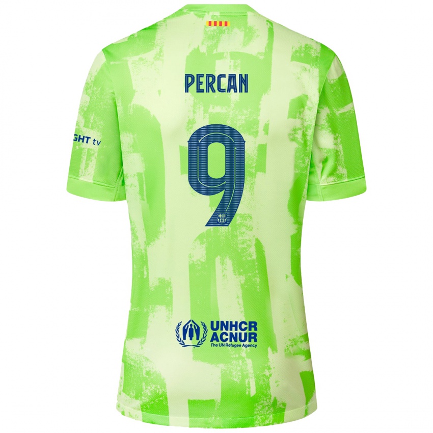 Homme Maillot Diego Percan #9 Citron Vert Troisieme 2024/25 T-Shirt Belgique