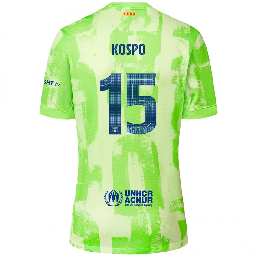 Homme Maillot Eman Kospo #15 Citron Vert Troisieme 2024/25 T-Shirt Belgique