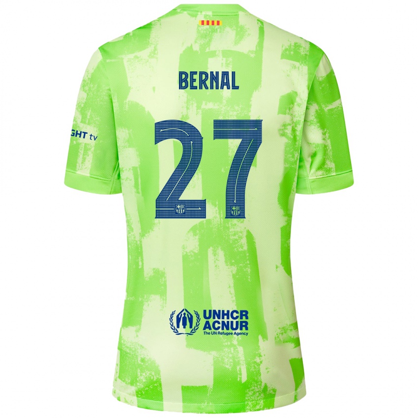 Homme Maillot Marc Bernal #27 Citron Vert Troisieme 2024/25 T-Shirt Belgique