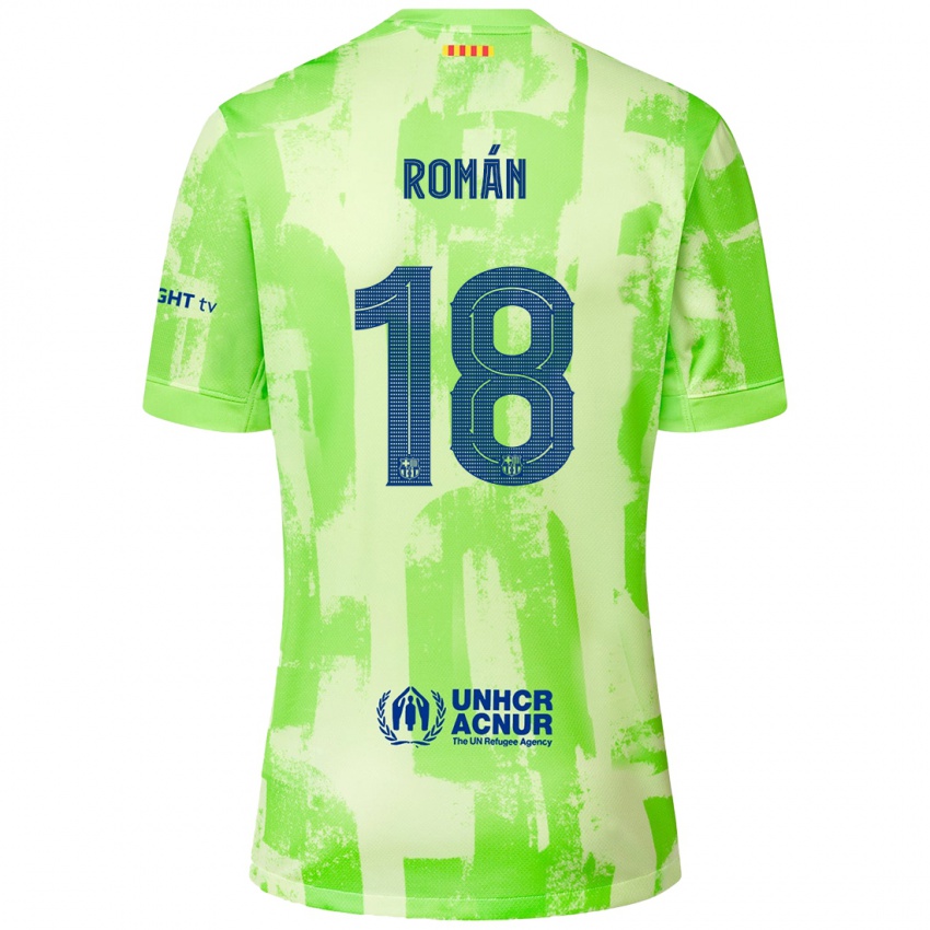 Homme Maillot Pocho Román #18 Citron Vert Troisieme 2024/25 T-Shirt Belgique