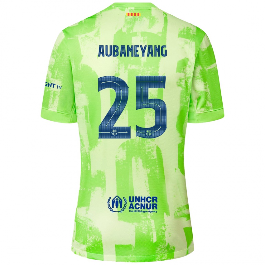 Homme Maillot Pierre Emerick Aubameyang #25 Citron Vert Troisieme 2024/25 T-Shirt Belgique