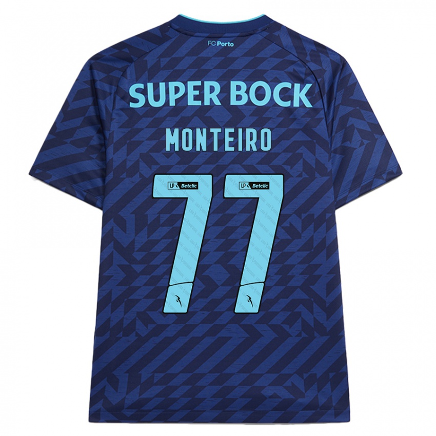 Homme Maillot Rui Monteiro #77 Bleu Marine Troisieme 2024/25 T-Shirt Belgique