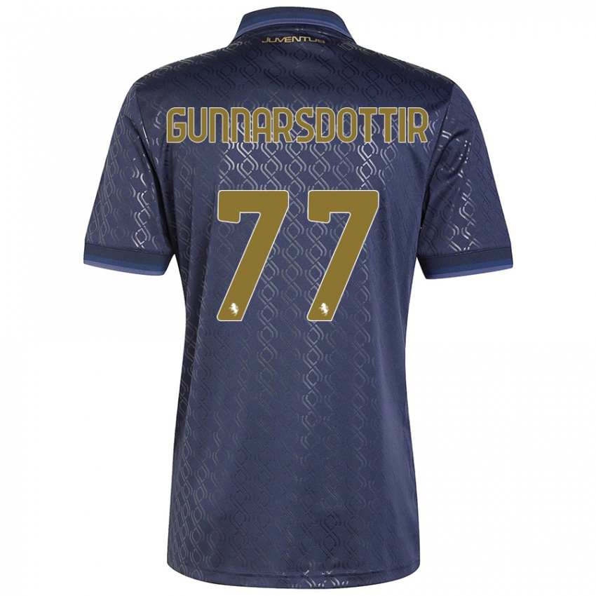 Heren Sara Bjork Gunnarsdottir #77 Marineblauw Thuisshirt Derde Tenue 2024/25 T-Shirt België