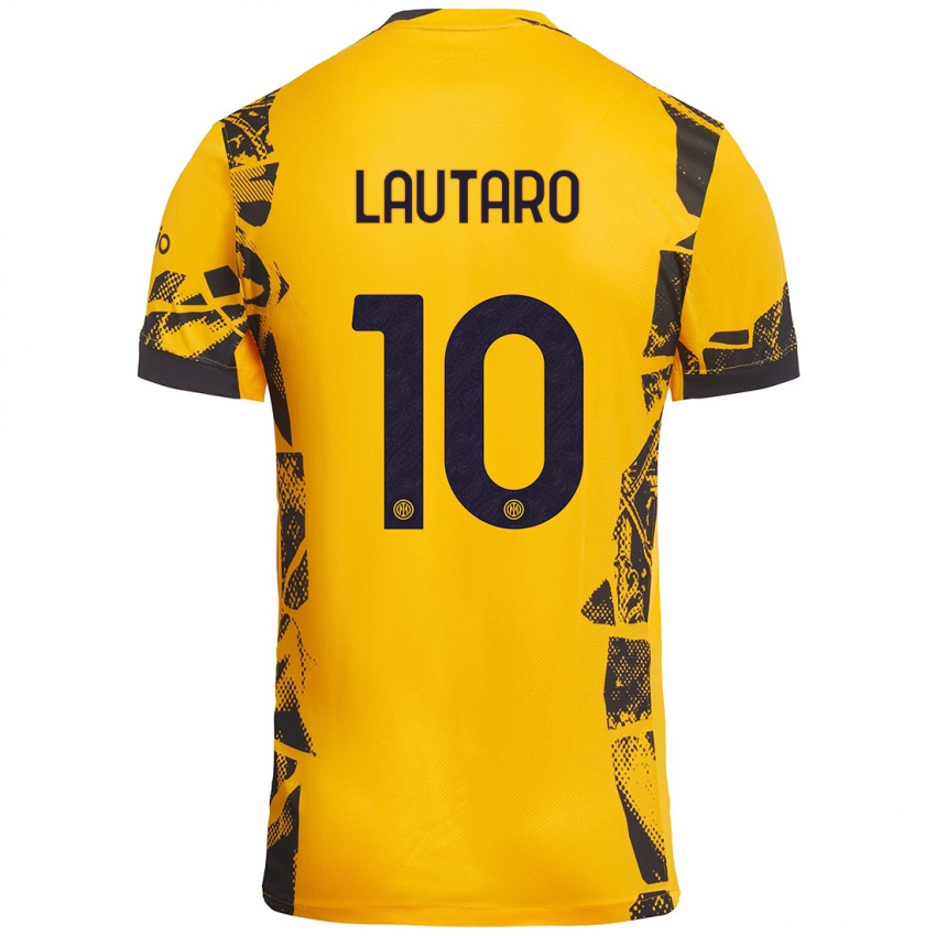 Heren Lautaro Martínez #10 Goud Zwart Thuisshirt Derde Tenue 2024/25 T-Shirt België