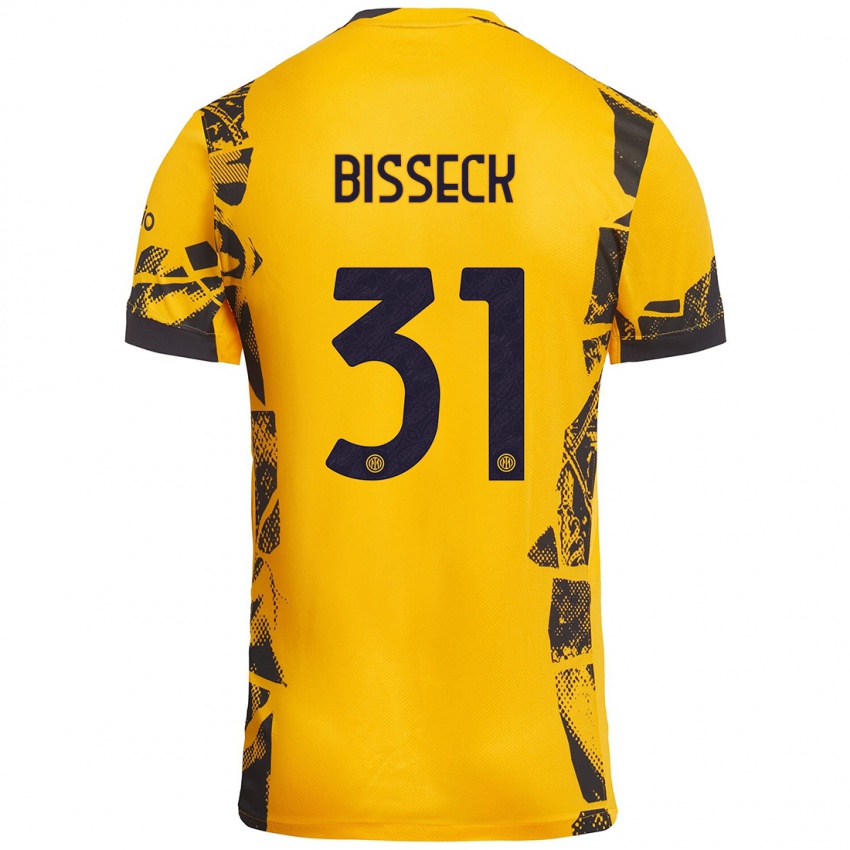 Heren Yann Bisseck #31 Goud Zwart Thuisshirt Derde Tenue 2024/25 T-Shirt België