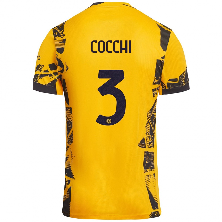 Heren Matteo Cocchi #3 Goud Zwart Thuisshirt Derde Tenue 2024/25 T-Shirt België