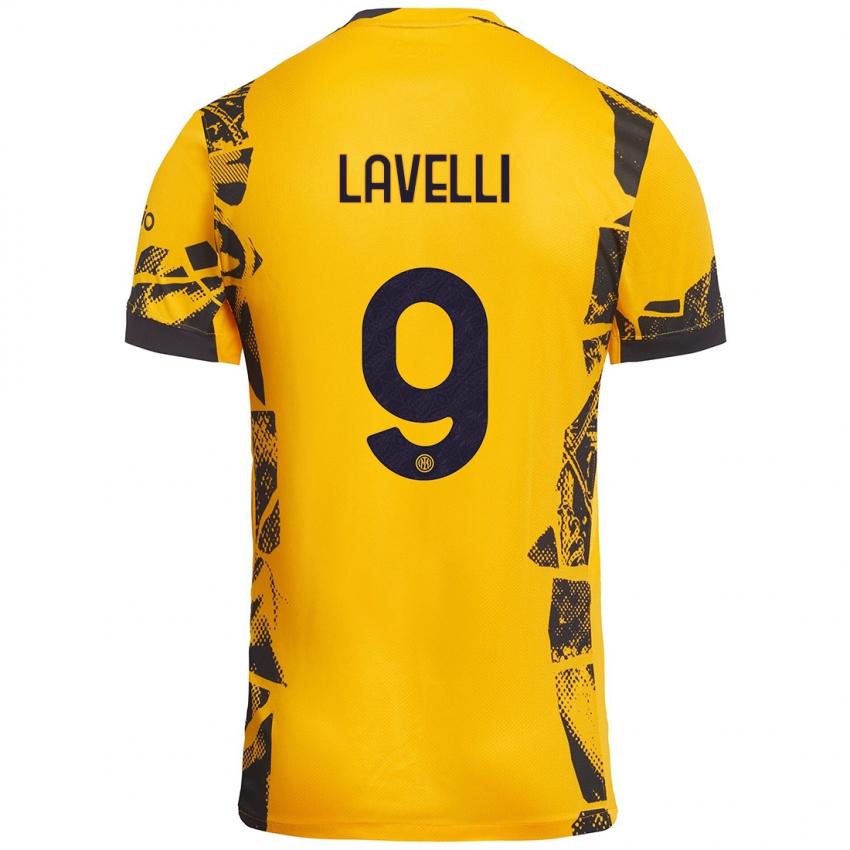 Heren Matteo Lavelli #9 Goud Zwart Thuisshirt Derde Tenue 2024/25 T-Shirt België