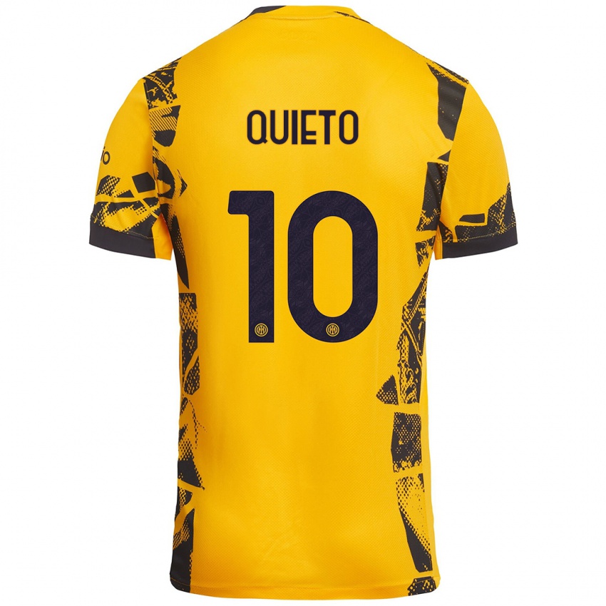 Heren Daniele Quieto #10 Goud Zwart Thuisshirt Derde Tenue 2024/25 T-Shirt België