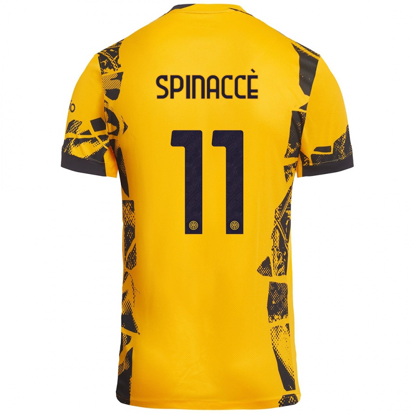 Heren Matteo Spinaccè #11 Goud Zwart Thuisshirt Derde Tenue 2024/25 T-Shirt België