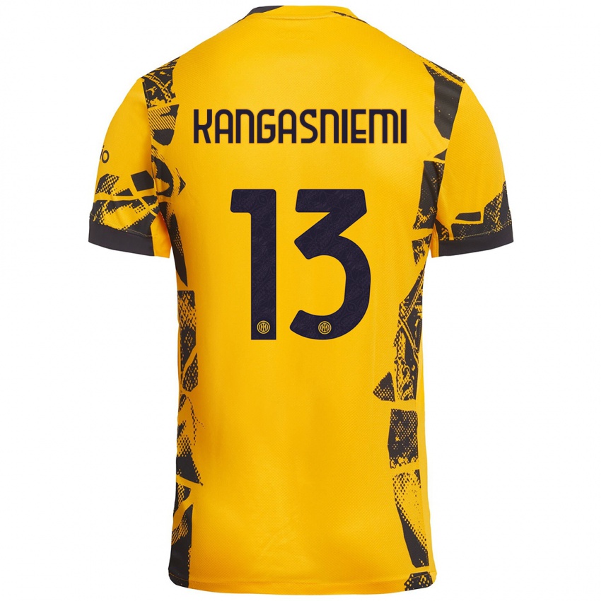 Heren Ilari Kangasniemi #13 Goud Zwart Thuisshirt Derde Tenue 2024/25 T-Shirt België