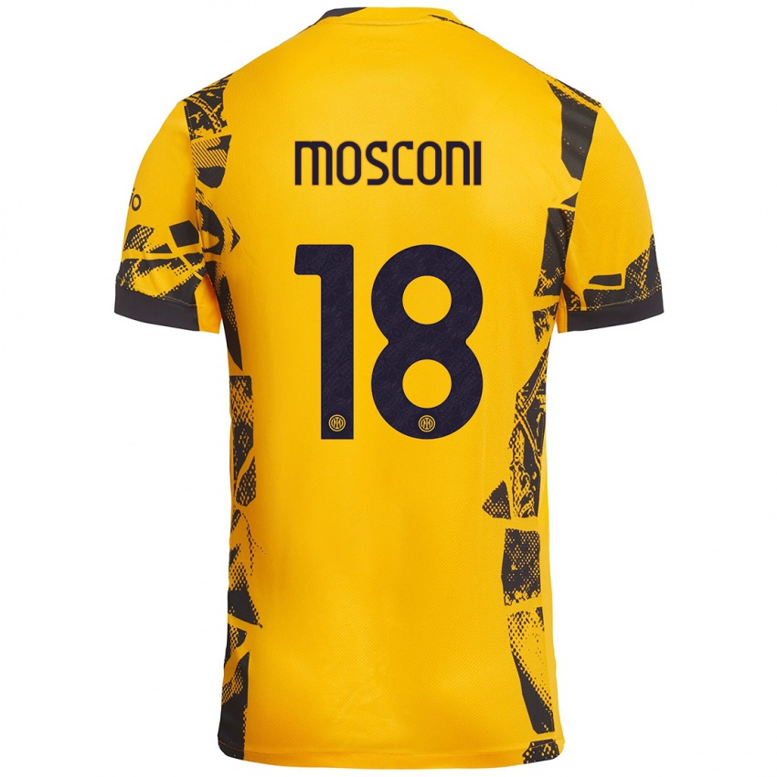 Heren Mattia Mosconi #18 Goud Zwart Thuisshirt Derde Tenue 2024/25 T-Shirt België