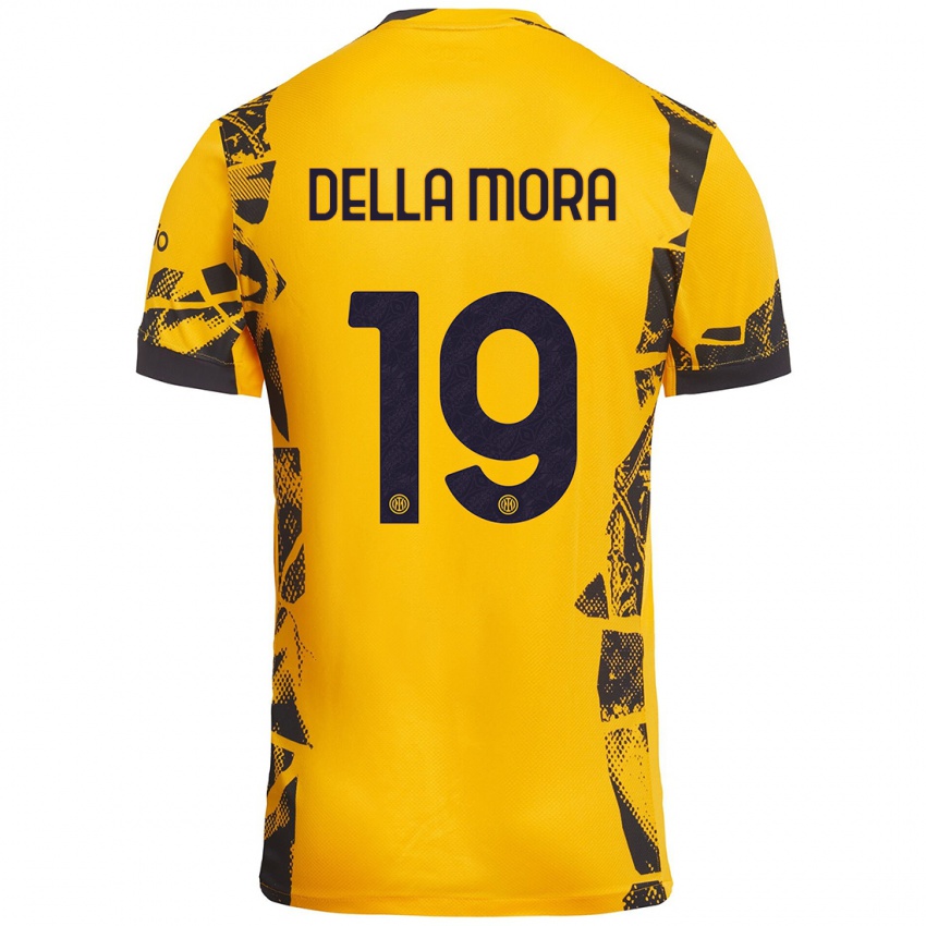 Heren Tommaso Della Mora #19 Goud Zwart Thuisshirt Derde Tenue 2024/25 T-Shirt België