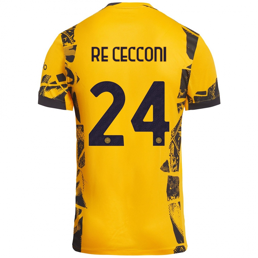 Heren Gabriele Re Cecconi #24 Goud Zwart Thuisshirt Derde Tenue 2024/25 T-Shirt België