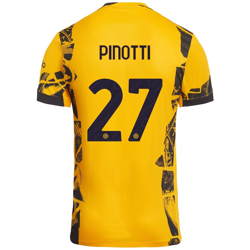 Heren Manuel Pinotti #27 Goud Zwart Thuisshirt Derde Tenue 2024/25 T-Shirt België