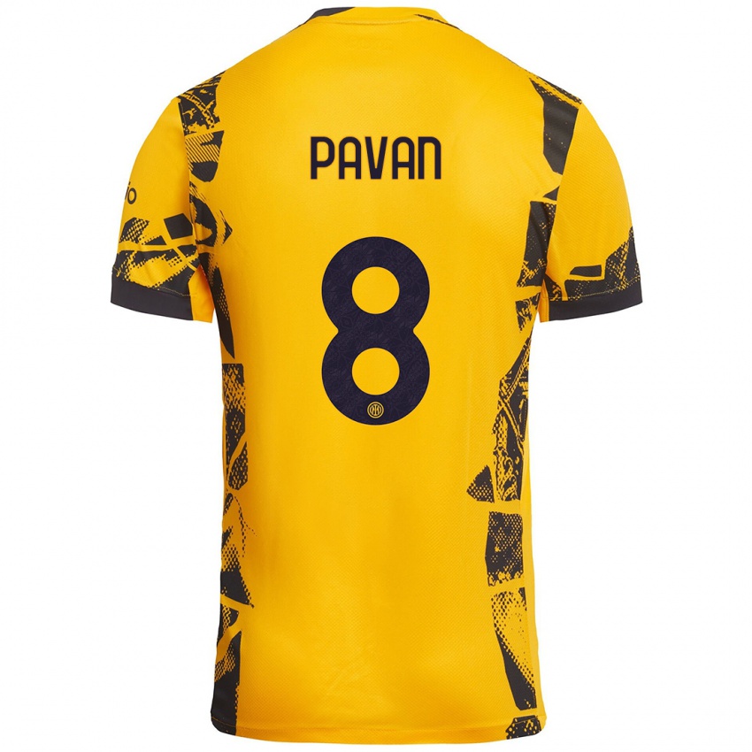 Heren Matilde Pavan #8 Goud Zwart Thuisshirt Derde Tenue 2024/25 T-Shirt België